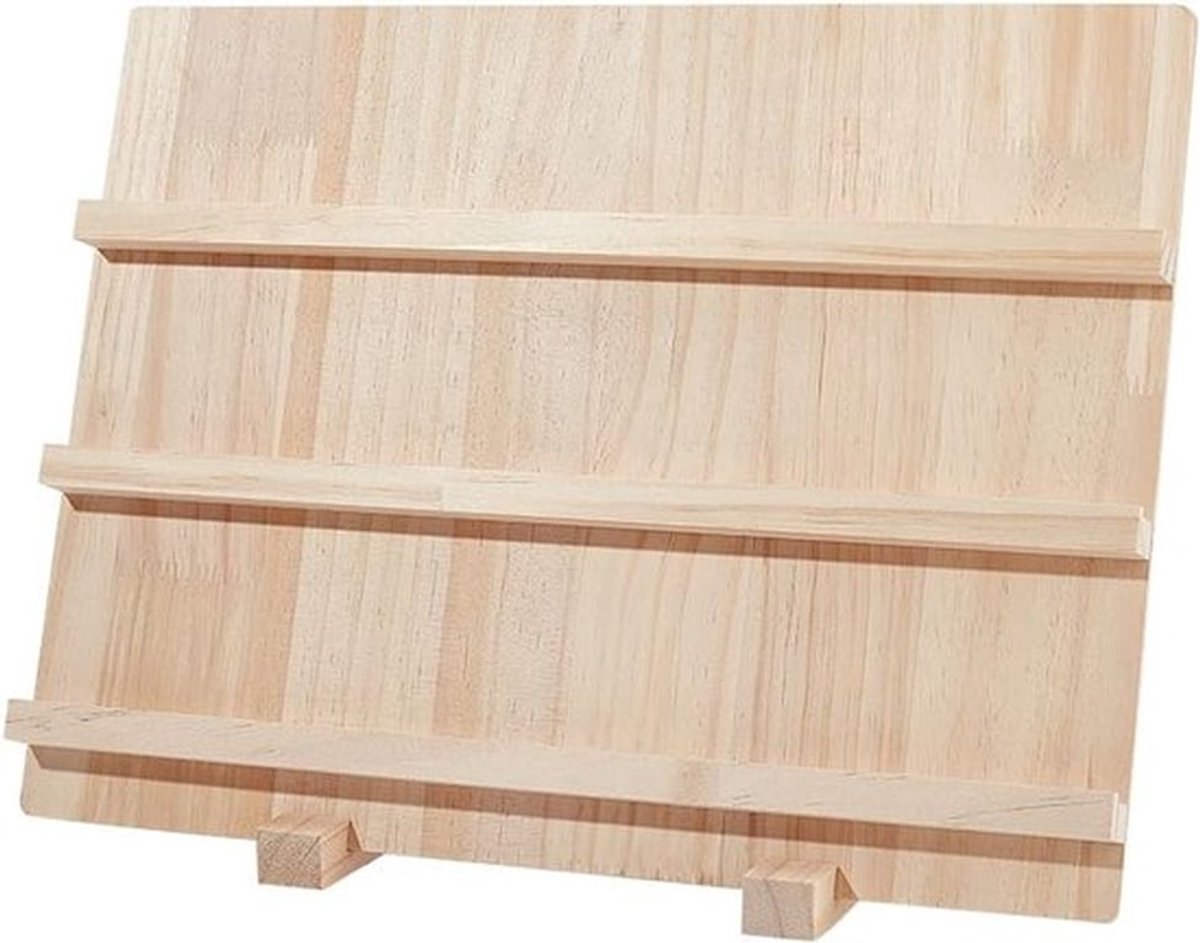 Houten Oorbellen Display Stand met 3 Lagen, Sieradenhouder voor Oorbellen, Kaartenhouder voor Thuis en Winkels, 40x14.3x30cm