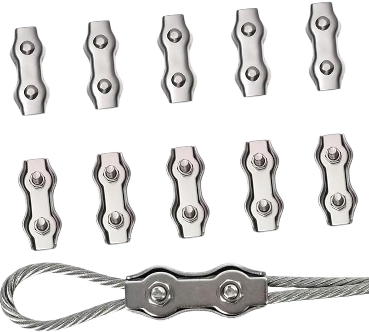 Kabelclips 10 Stuks - M3 RVS - Dubbele Klem - Voor Bevestigen van Draden - ShopVlot