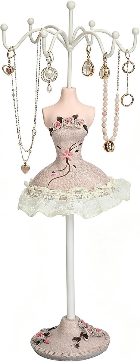 SnelShoppen - Dressvorm Sieraad Display Houder voor Oorbellen, Kettingen, Ringen en Armbanden - Mannequin Sieraad Stand met Veel Opslagruimte voor Vro