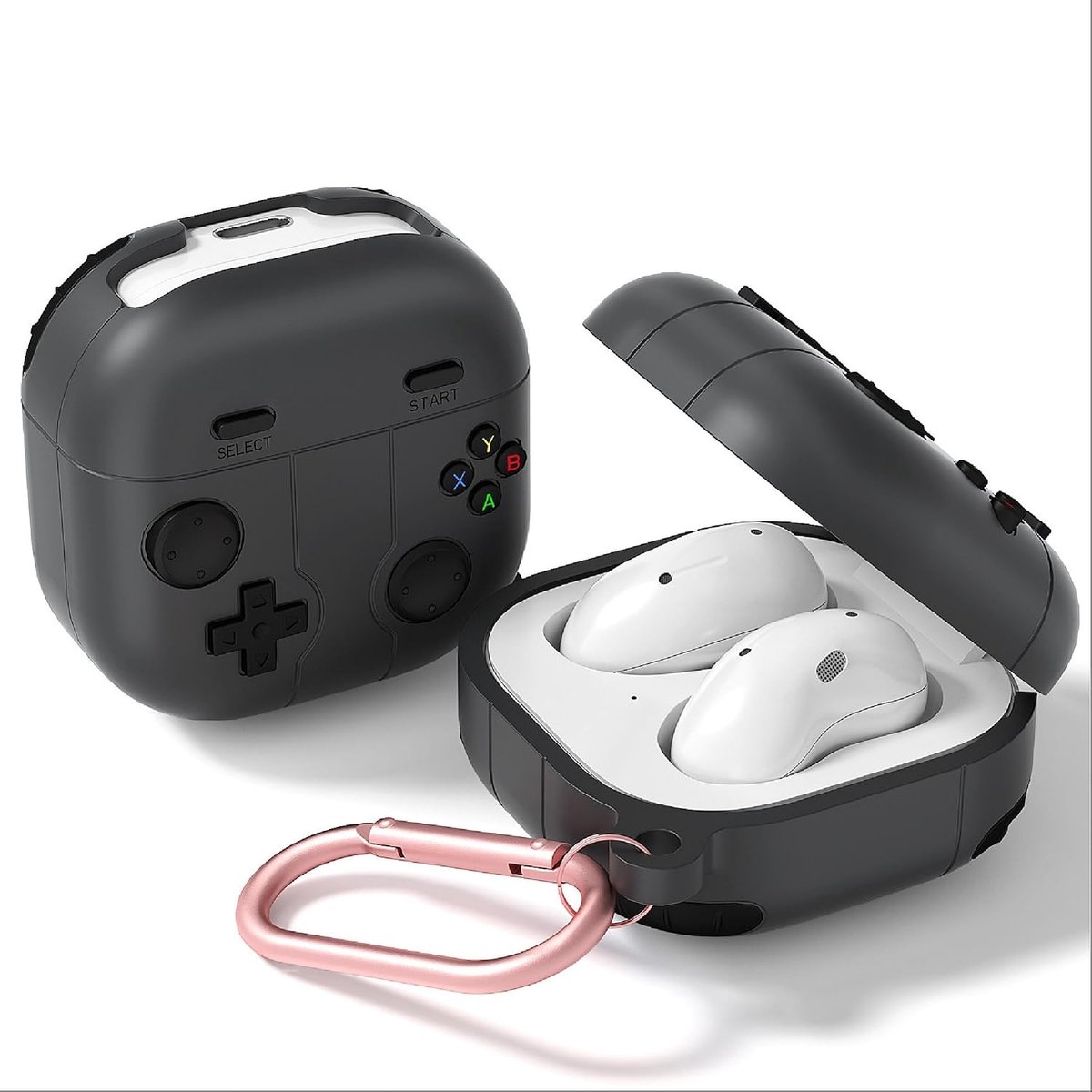 SnelShoppen - Beschermhoes voor Samsung Galaxy Buds FE/2Pro/Live, Schattige Cartoon TPU Siliconen Case met Sleutelhanger voor Mannen en Vrouwen, Donke