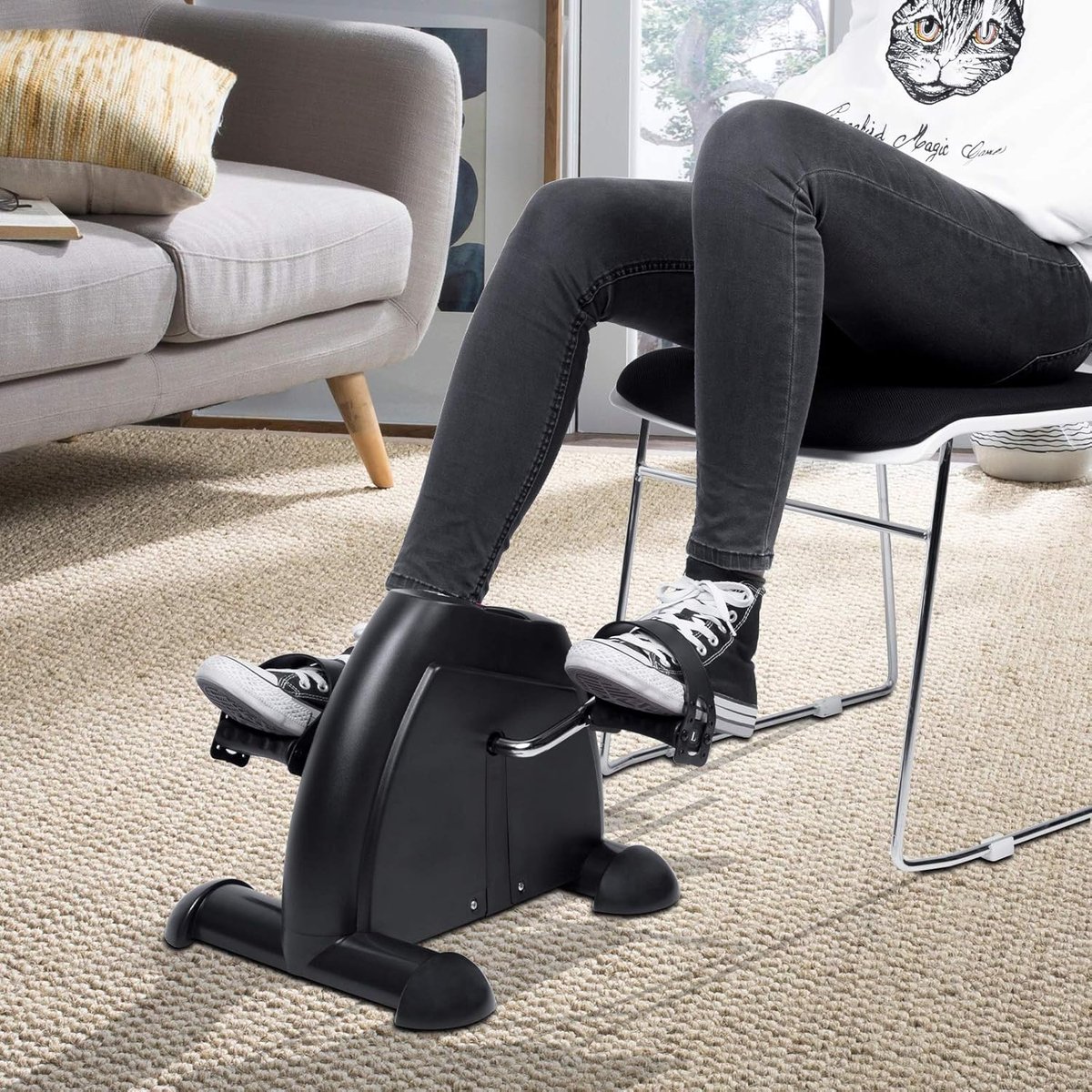 Mini Hometrainer - Pedaaltrainer - Thuis Trainen - Met LCD Display - Compact Model - Zwart