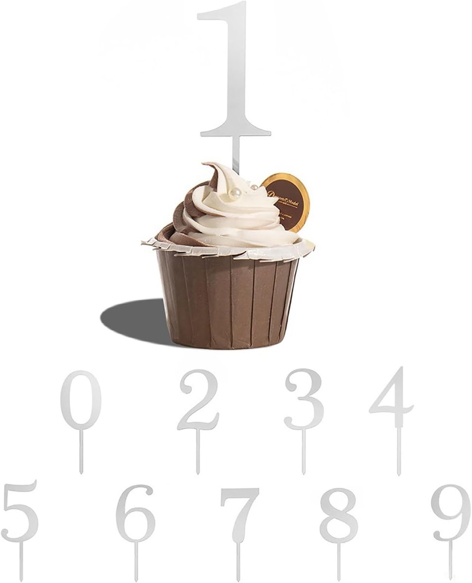 Number cake topper 10 pieces white - ShopVlot