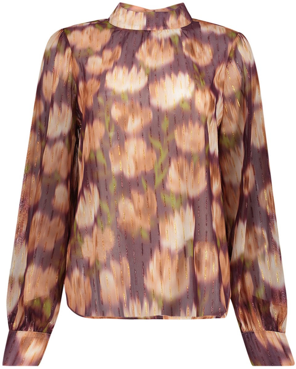 Geisha Blouse Blouse Met Opstaande Hals En Kleurrijke Print 63636 20 Cassis/orange Dames Maat - XXL
