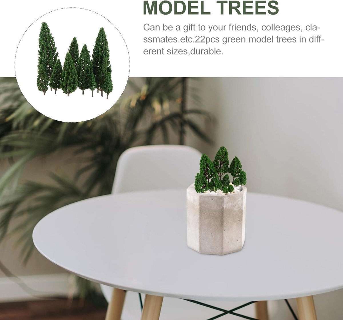 22-delige groene mini boomset voor architecturale landschapsmodellen en diorama's