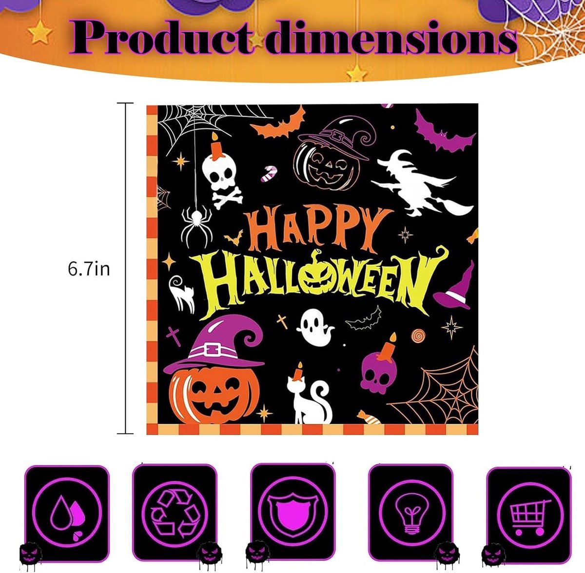 Papieren servetten voor Halloween - 24 stuks (33 x 33 cm) - Herfstdecoratie, pompoenen en spookjes voor een feestelijke tafel