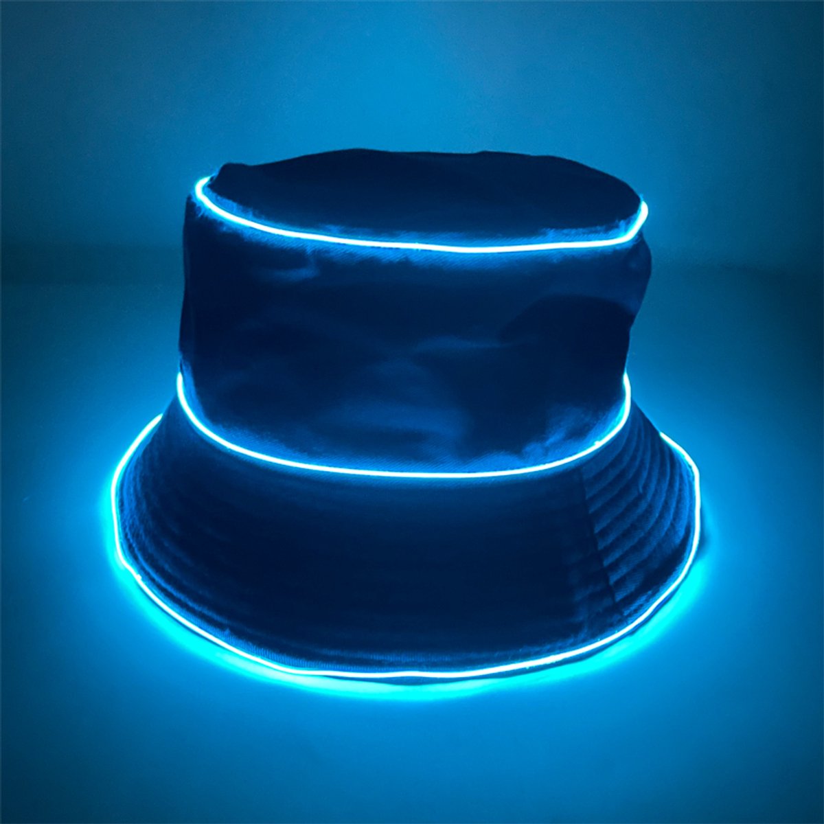 Doppler LED Bucket Hat – Lichtgevende Vissershoed – EL Wire – Festival, Carnaval & Halloween – Blauw