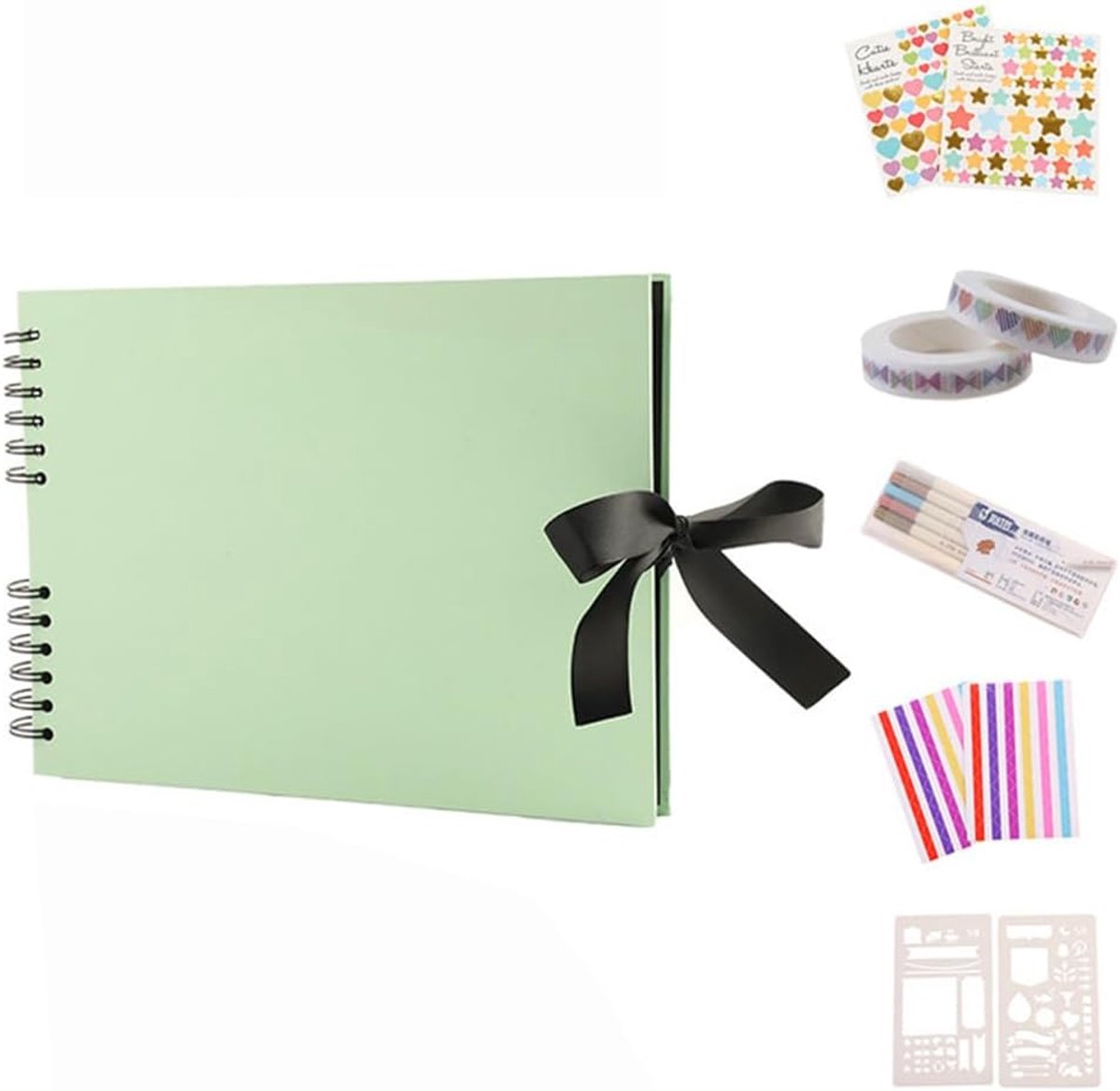 SnelShoppen - 80 pagina's scrapbook album gastenboek voor verjaardagen, 360 graden draaibaar, stevig met zwart karton, ideaal voor foto-opslag en heri