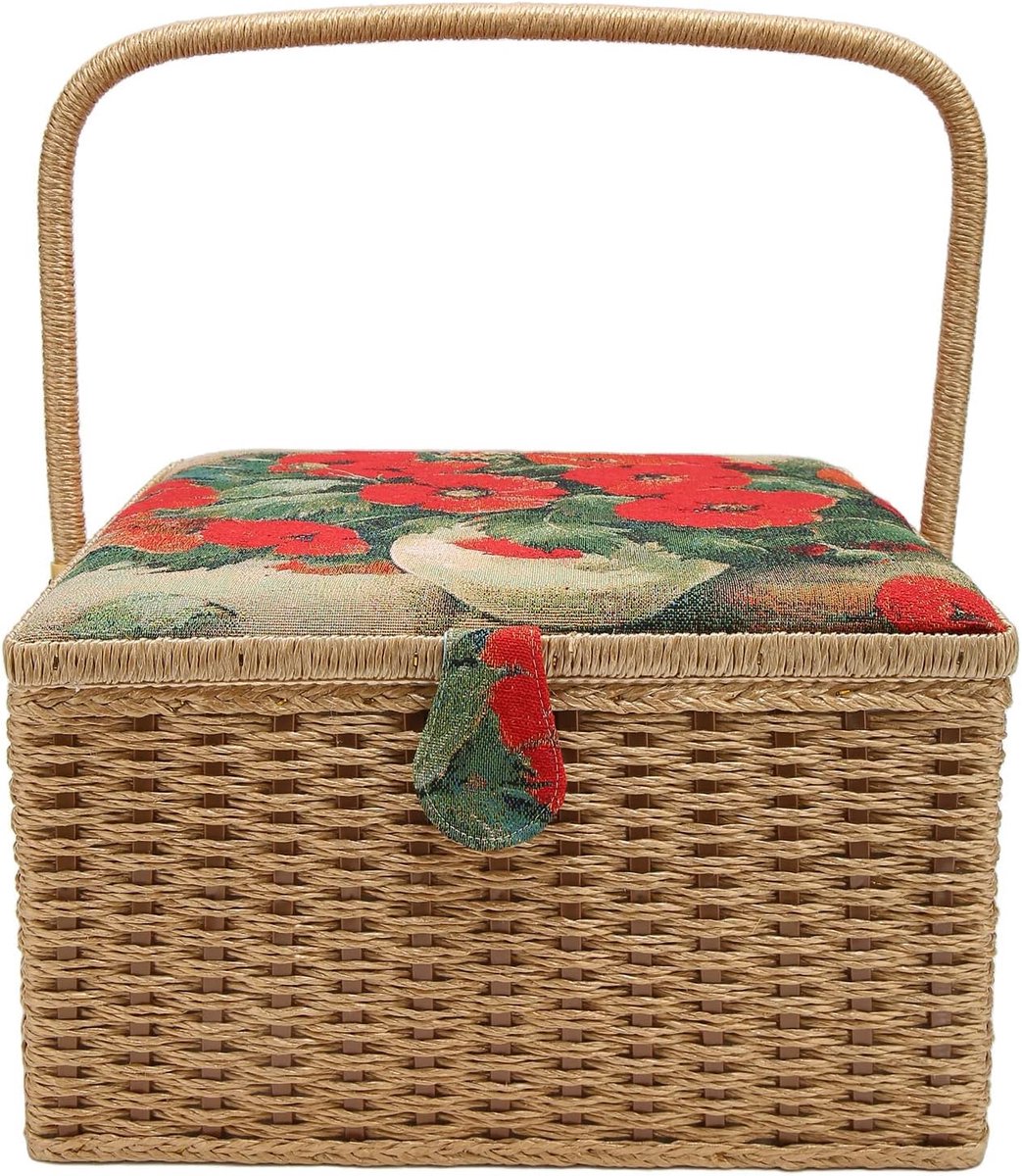 Sewing Basket Large Capacity Lightweight Portable Sewing Storage Box with Removable Drawer - ShopVlot