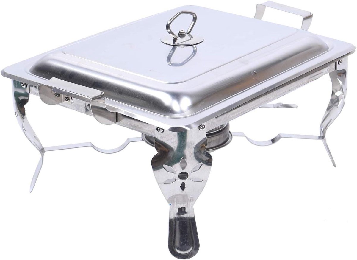 RVS Chafing Dish - Warmhoudbak Buffet - Eten Warm Houden - Roestvrij Staal - 6 Liter - Zilverkleurig