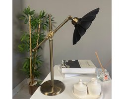 Bamyum Risso retro tafellamp met kabel, nachtlamp, woonkamer, vintage tafellamp zwart