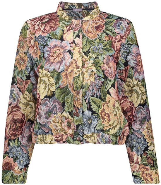 Bomberjack met een rijke, veelkleurige bloemenjacquardprint.