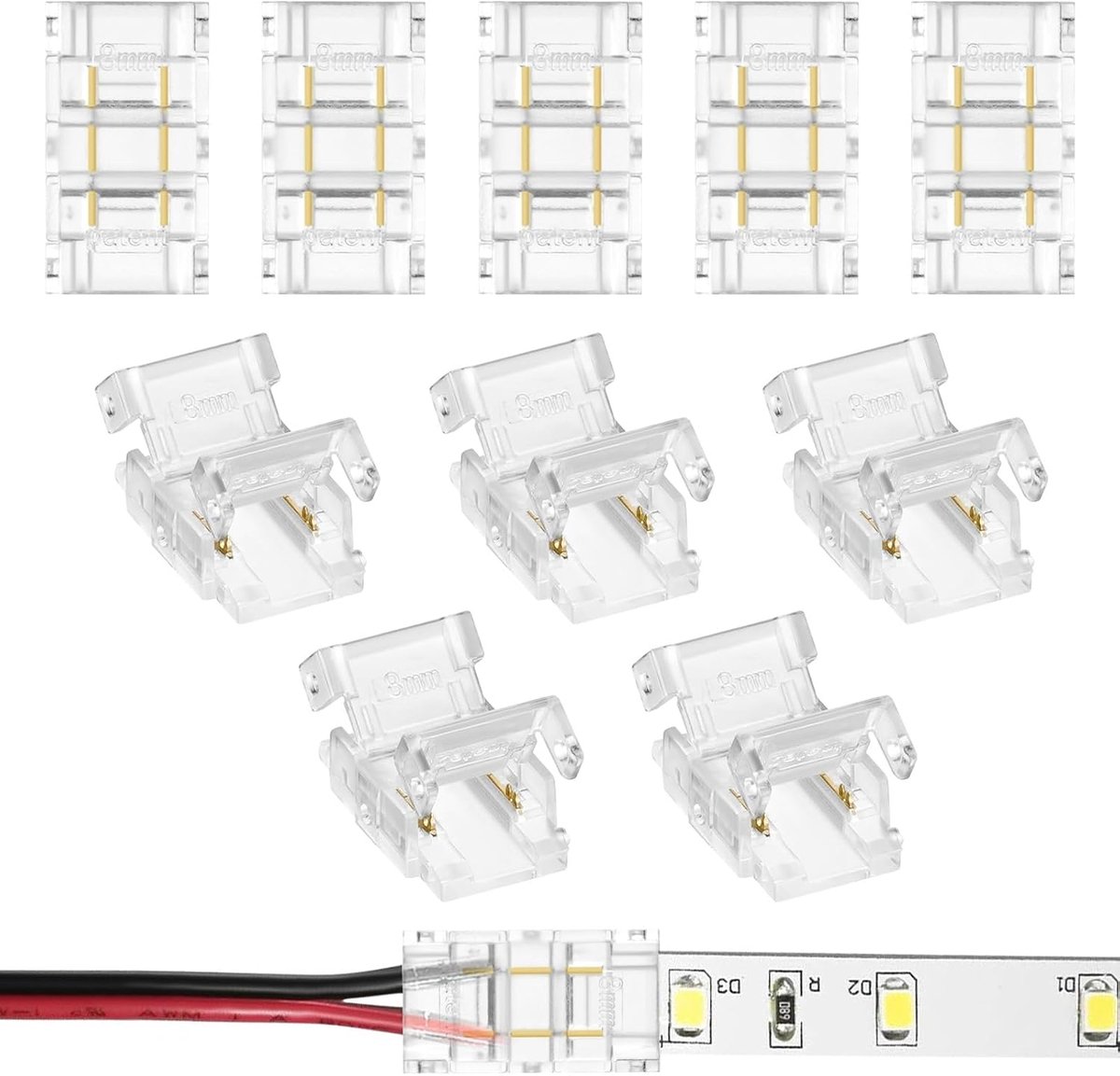 LED Strip Connector 2 pin 8mm - 10 Stuks - Soldeervrije Verbinder - Eenvoudig aansluiten van LED Strips - ShopVlot