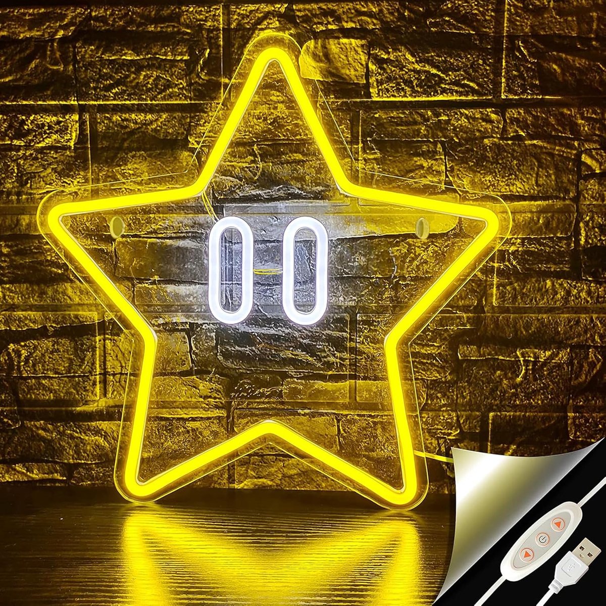 SnelShoppen - LED Neon Sign voor Kinderen, Dimbare Wandverlichting met USB Voeding, Ster Vormige LED Nachtlamp voor Kinderkamer en Sfeervolle Kamers,
