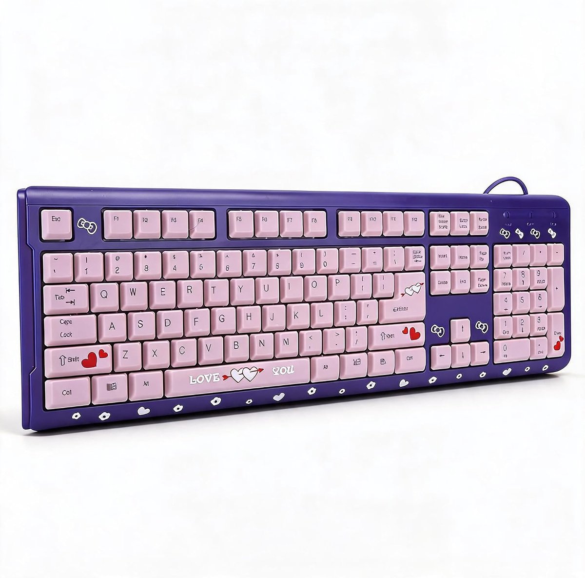 SnelShoppen - Schattig USB Bedrade Toetsenbord, Schattig Cartoon USB Bedrade Toetsenbord voor Meisjes, Draagbaar Compact Ultra-dun Computer Gaming Toe