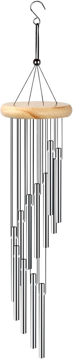 Windgong 58 cm - Houten basis - Geschikt voor binnen en buiten - Creëert rustgevende muziek - ShopVlot
