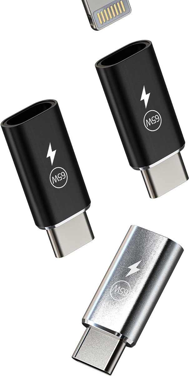 SnelShoppen - USB C naar Lightning Adapter (3-Pack) voor Apple Snelladen, Vrouwelijke Stekker naar Type-C Plug, Mobiele Telefoon Accessoires, Thunderb