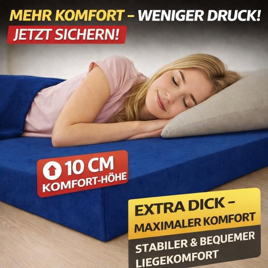 Vouwmatras - Gastbed - Comfortabel Slapen - Oeko-Tex Gecertificeerd - 120 x 200 cm - Blauw — afbeelding 5
