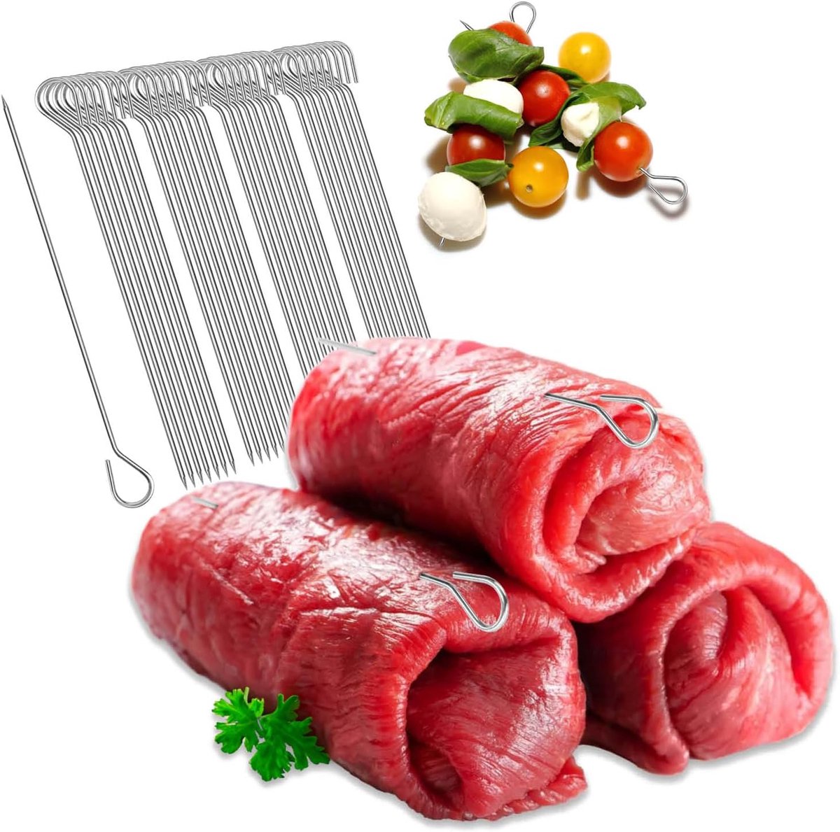 32 stainless steel roulade needles 11 cm - Sturdy stainless meat pens for roulades and everyday kitchen use - ShopVlot