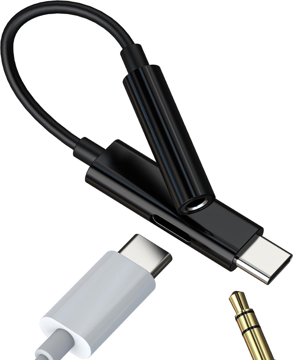 SnelShoppen - USB C naar 3.5mm Hoofdtelefoonadapter voor Apple iPhone 15 en iPad, Compatibel met Samsung Audio Kabel, Oplaad Splitter, Microfoon Hoofd