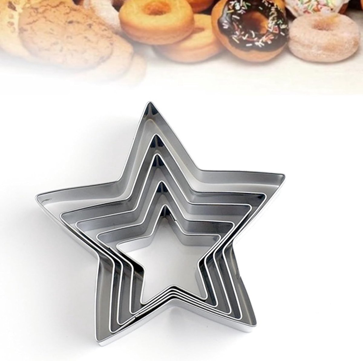 Triangular Star Cutters Set of 5 One Star Baking Mould Stainless Steel Cutters Single Star Mini 12 cm 9 cm 7 cm 5 cm 4 - ShopVlot