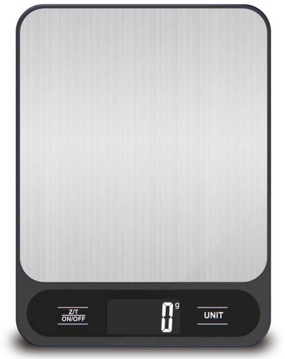 Floressa Digitale Keukenweegschaal – 1 g Nauwkeurig tot 10 kg – Tarra Functie – LCD-Scherm – RVS/Zwart