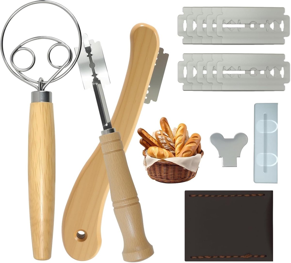 Bakkersmessen Set - Roestvrij Staal - 3-delige Set met Deense Garde en 20 Reservemesjes - Voor Broodbakken