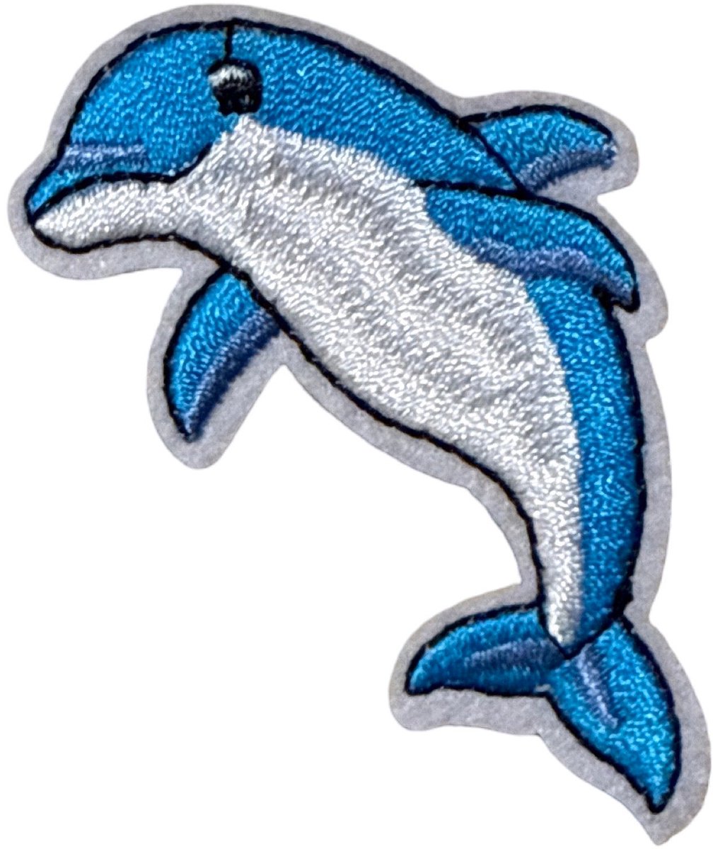 Dolfijn Strijkpatch Dolphin 4 cm / 7 cm / Blauw Wit