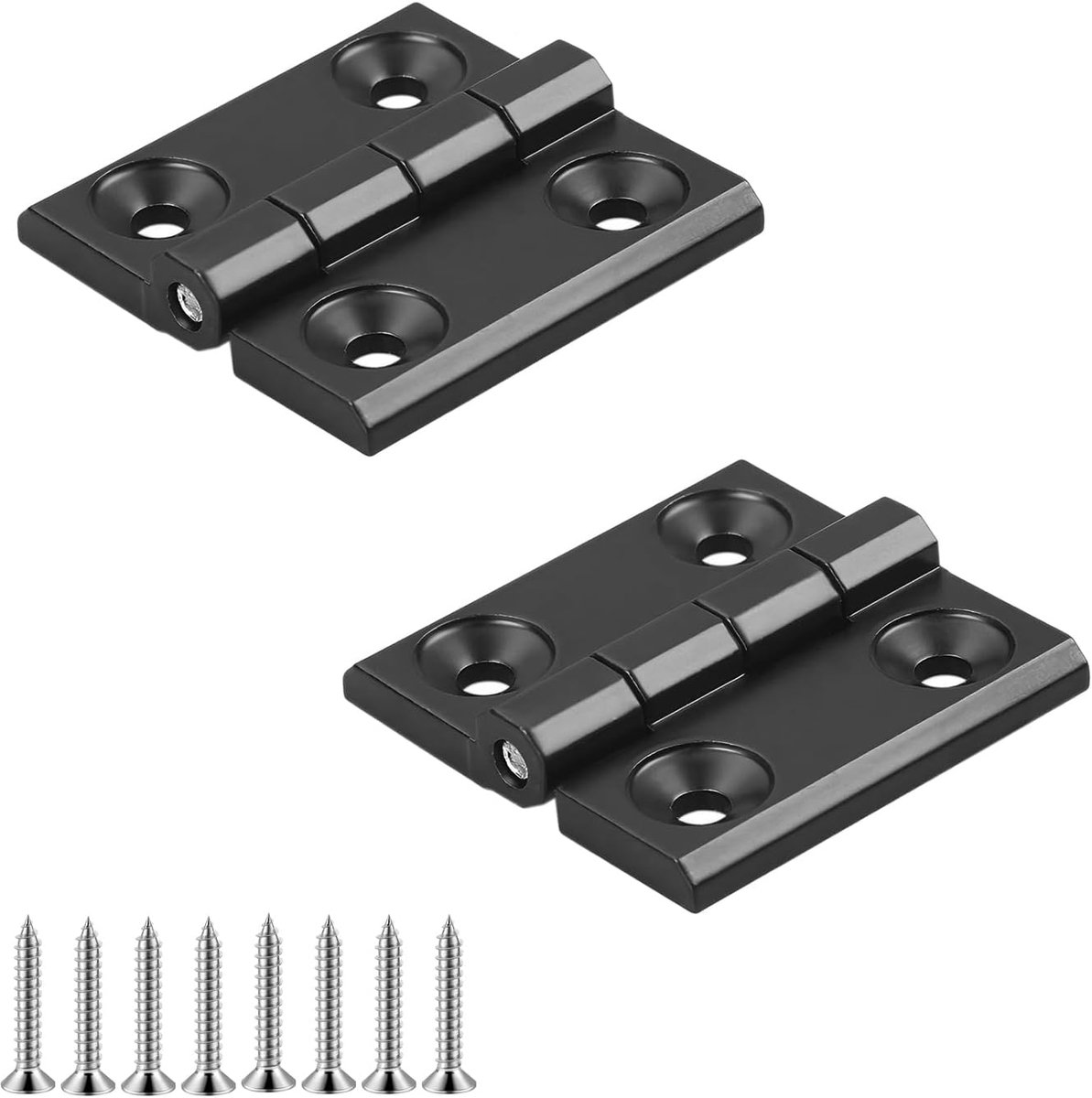SnelShoppen - Klapscharnieren 40 mm x 40 mm, Zwart, 2 Stuks, Zinklegering, Duurzame Scharnieren voor Kasten, Ramen, Kasten en Commode