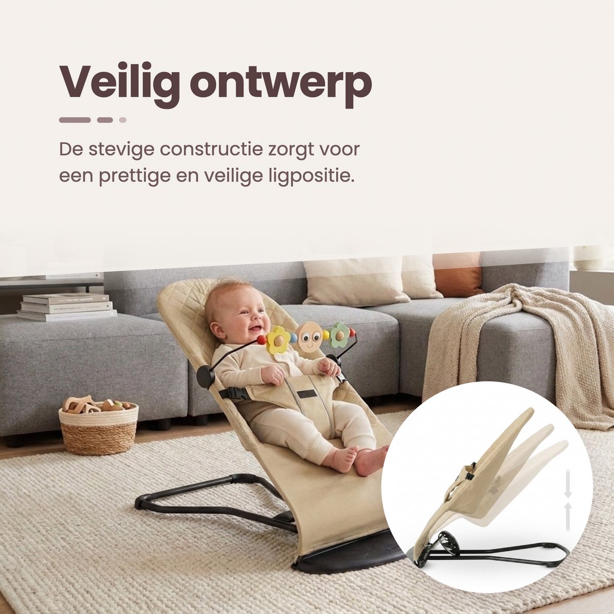 EAS Retail VOF 3Babies Wipstoel - Bouncer - Beige thumbnail 3