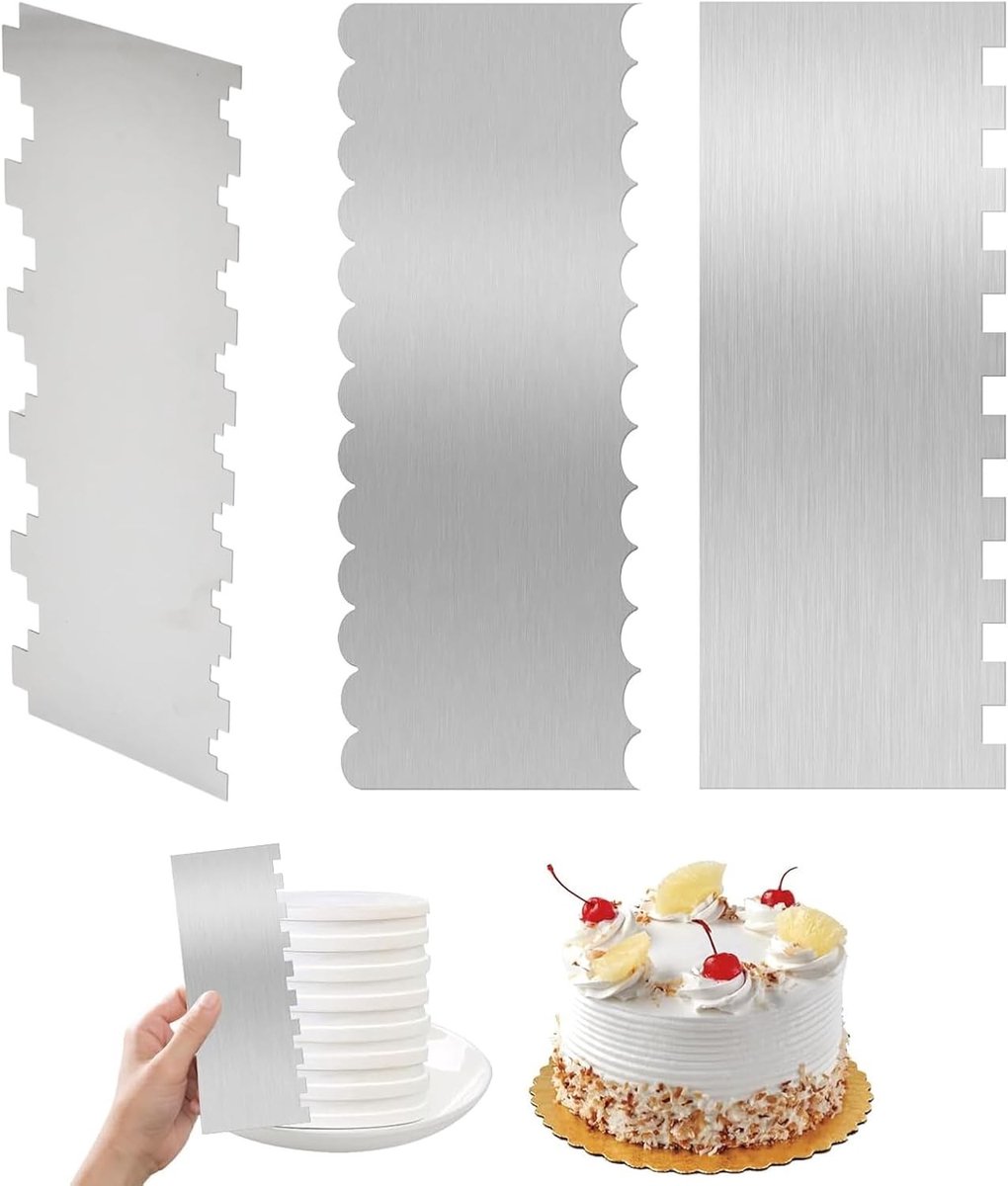 Taartschraper Set - Zilverkleurig - 22 x 7,8 cm en 12 x 9,54 cm - Roestvrij Staal - Voor Bakkers van Alle Niveaus