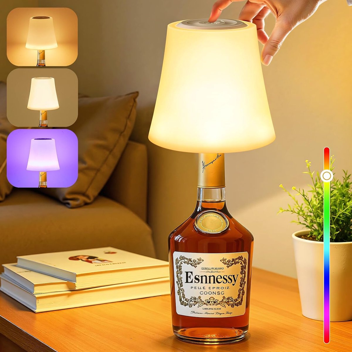 SnelShoppen - Draadloze flessenlamp oplaadbaar LED, RGB-kleurtemperaturen, USB-C, touch-knop, IP54 waterdicht, voor restaurant, bar, café, kantoor, ca