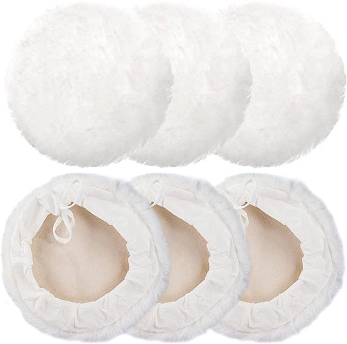 Set van 6 Stuks 7 Inch Polijstschijven, Zachte Wol Polijstpads voor Auto, Meubels en Glas, Ideaal voor Schuren en Polijsten