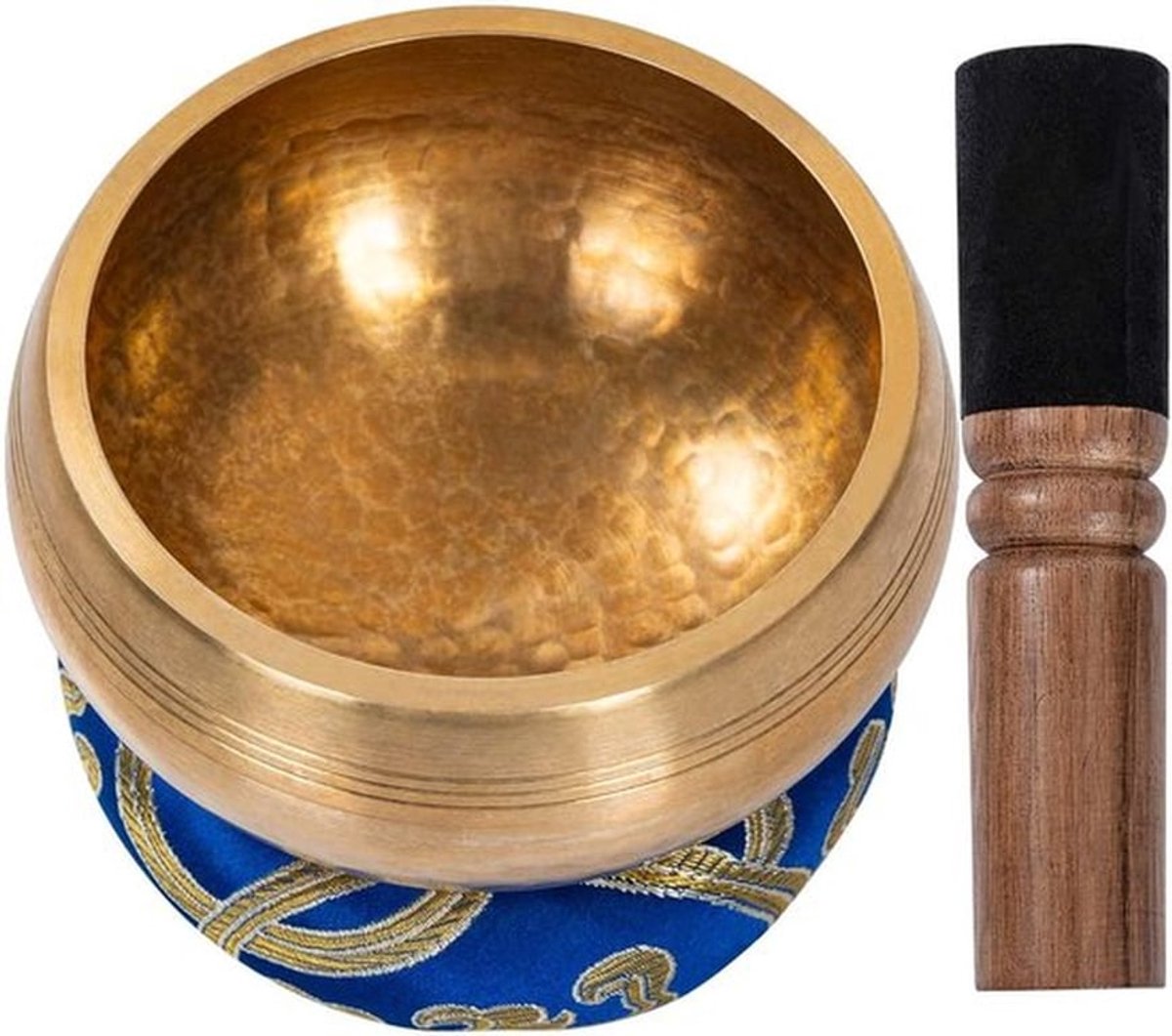 Tibetaanse Klankschalen Set met Klem en Kussen, Handgemaakt, 10.5 cm, Ideaal voor Meditatie en Ontspanning