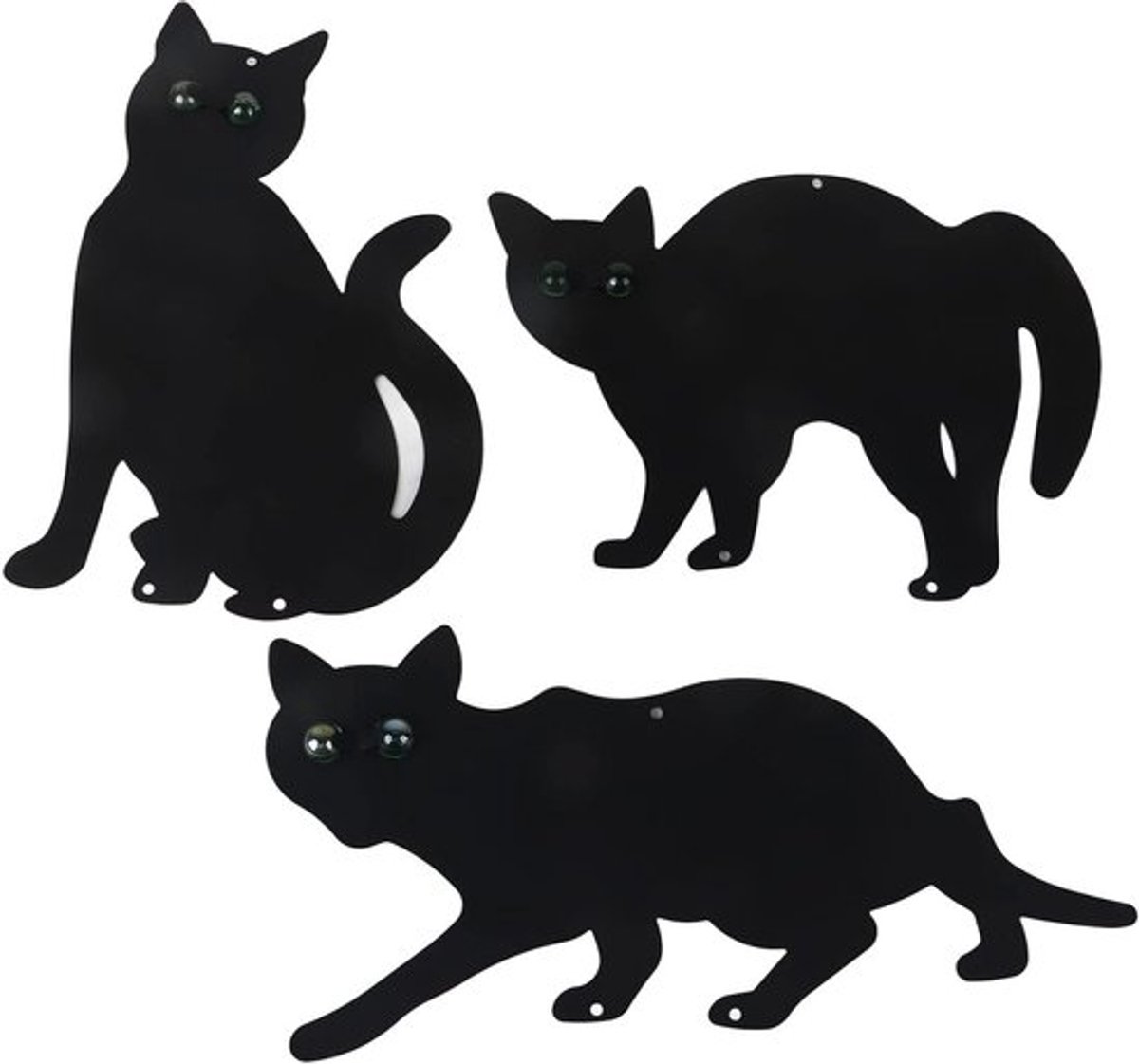 Set van 3 Metalen Kattenafschrikkers, Sterk Materiaal, Zwart, Effectieve Vogelafschrikking voor Bescherming van Tuin tegen Ongenode Dieren en Knagers