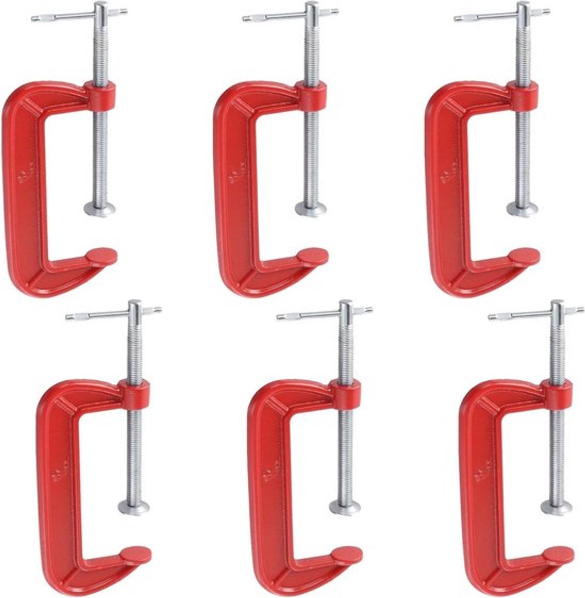6 Stuks 4 Inch G Klem, Kaak Opening 105mm Rood Gietijzer C Klemmen voor Houtbewerking, Lassen en Bouwprojecten
