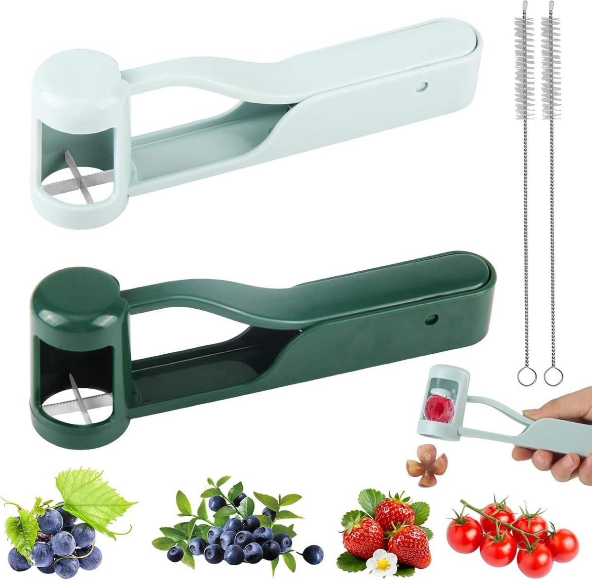 Druiven Cutter Set 4-delig - RVS en Kunststof - Voor Groenten en Fruit - Makkelijk Snijden - ShopVlot
