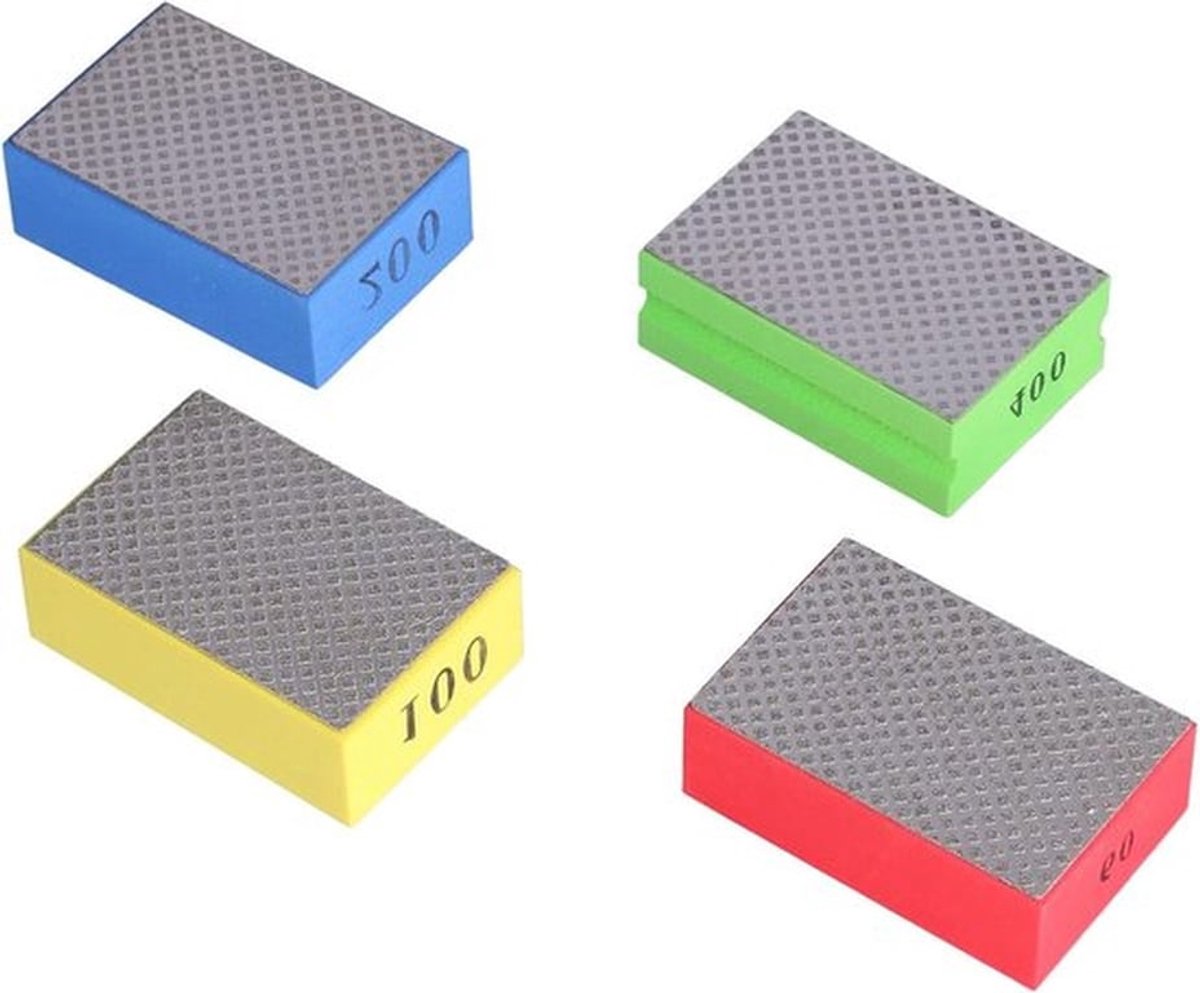 Set van 4 Diamant Polijstpads voor Handmatig Schuren van Glas, Tegels en Steen - Korrel 60#, 100#, 200#, 400#