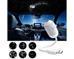 2-in-1 Projector - Sterrenprojector & Nachtlampje - met 6 Verwisselbare Films - HD - flexibele zwanenhals (360° draaibaar) - Plug-and-play - USB Aangedreven - draagbaar - Sterrenhemel Projector - Heelal - voor slaapkamers en gebruik in de auto