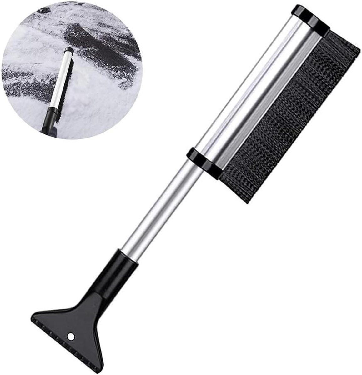 Telescopische Sneeuwschuiver - Sneeuwruimer Auto - Winterweer Bestrijden - Ergonomische Multifunctionele - 1 cm - Zwart
