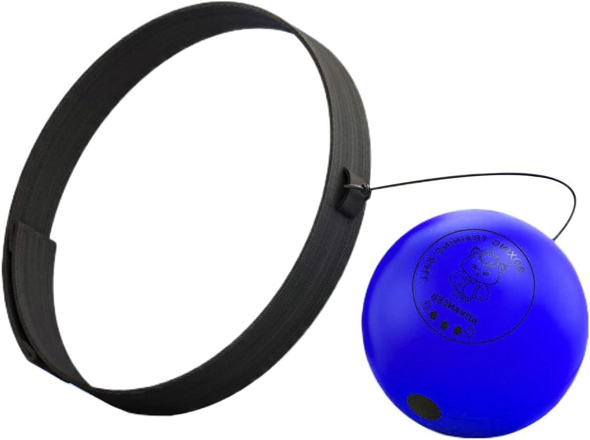 Boksbal Hoofdband - Reactiebal Boksen - Hand-Oog Coördinatie - Verstelbare Hoofdband - 7 cm Bal - Blauw