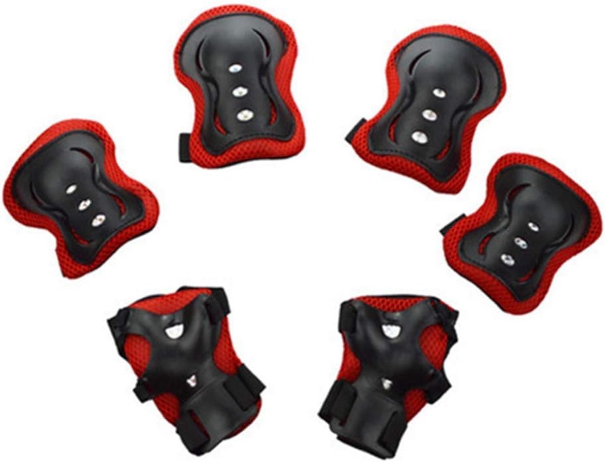 SnelShoppen - Kinderbeschermers Inline Skates 6-in-1 Set, Knie- Elleboog- en Polsbescherming, Verstelbare Band, Dikke Pads, Multi-Sport Veiligheid voo