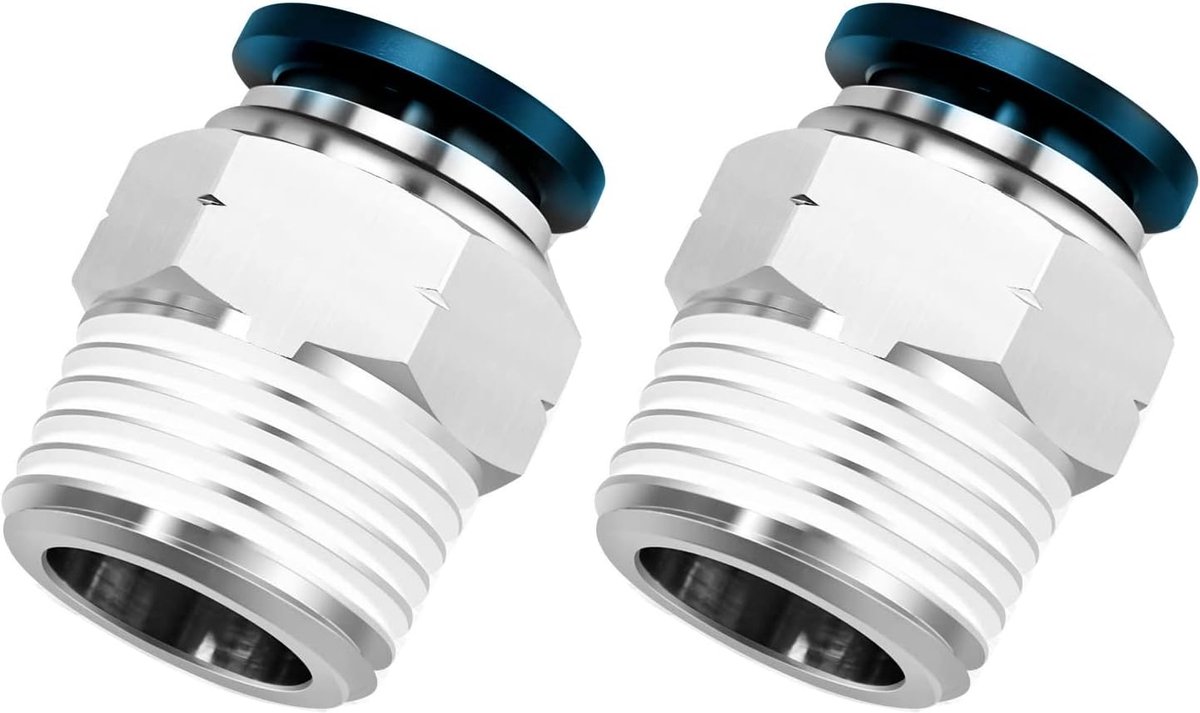 SnelShoppen - 2x Compressielucht Snelle Aansluitingen voor Pneumatische Gereedschappen - Hoge Kwaliteit Kunststof en RVS - 12mm Buis ID x 1/2 Inch NPT