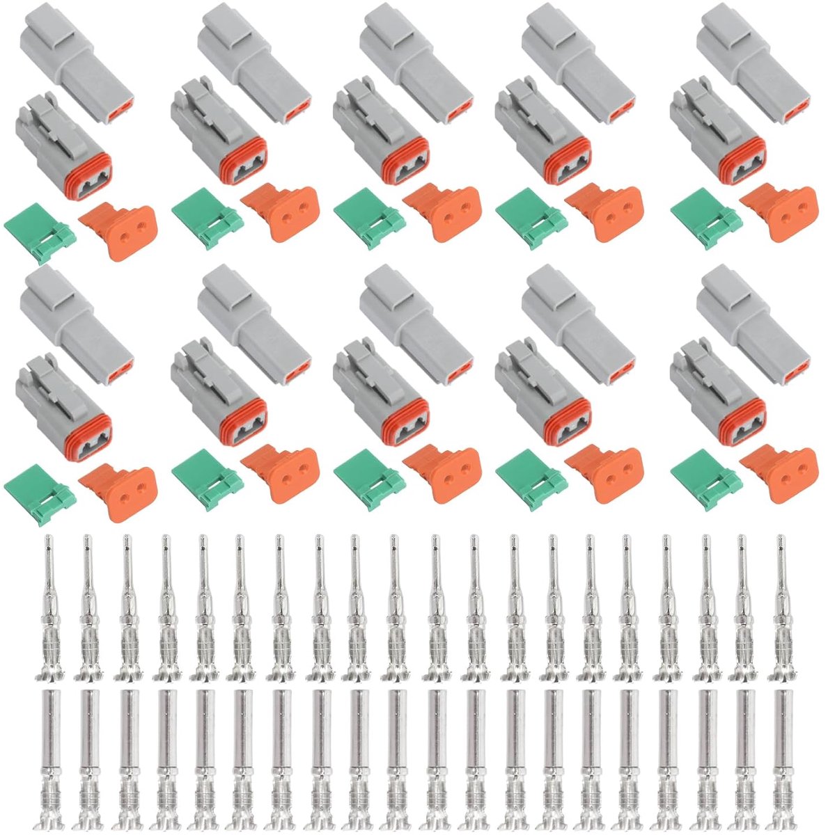 SnelShoppen - 10 Stuks Duitse Stekker Set 2-Pins Waterproof Duurzaam PA66 Voor Auto Motor DT Series Stekkers