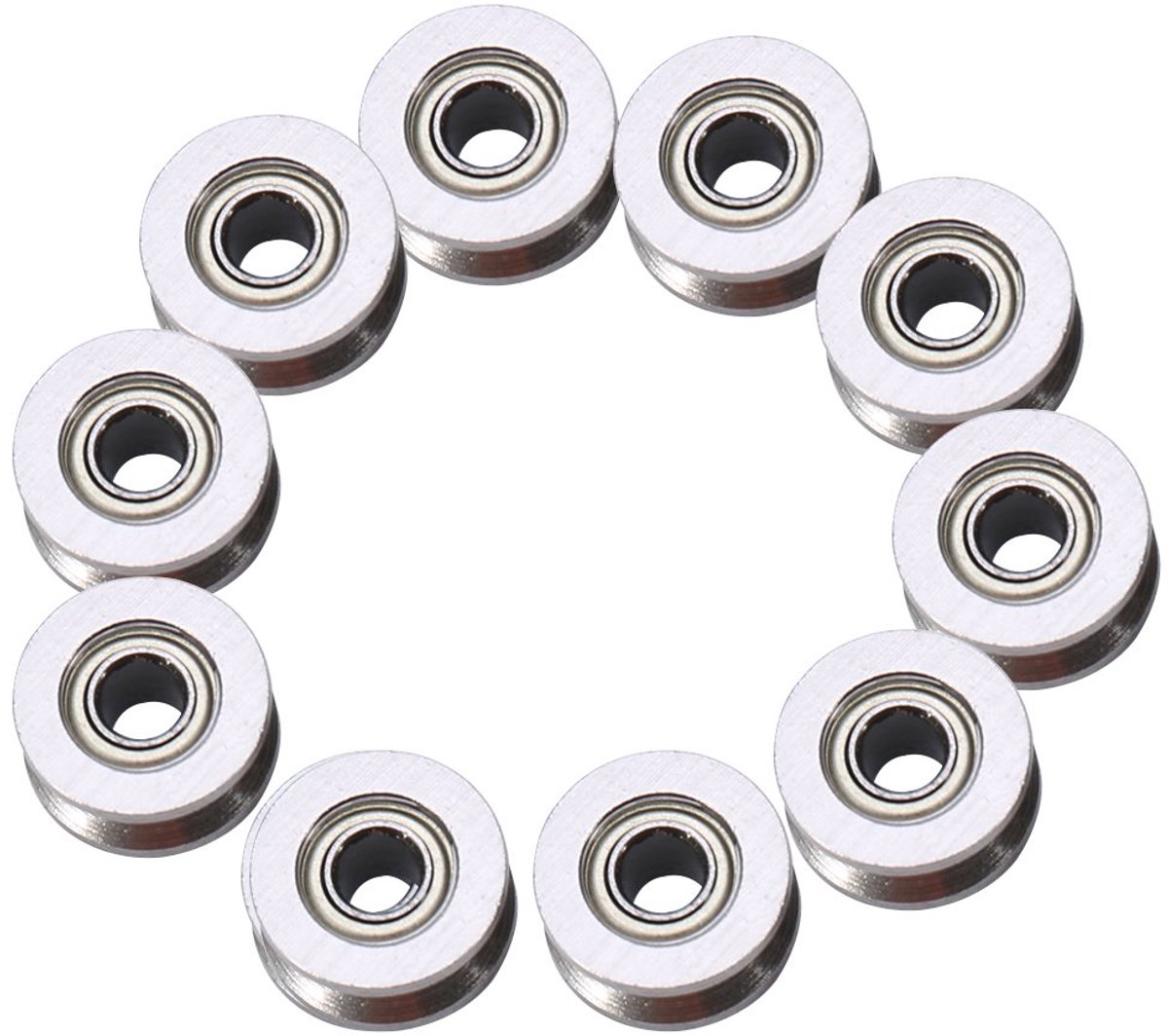 SnelShoppen - V-Groef Kogellagers 10 Stuks V624ZZ Dubbel Beschermd Carbon Staal 1.5mm Diepte Voor Lijngids Rail Bewegingssysteem