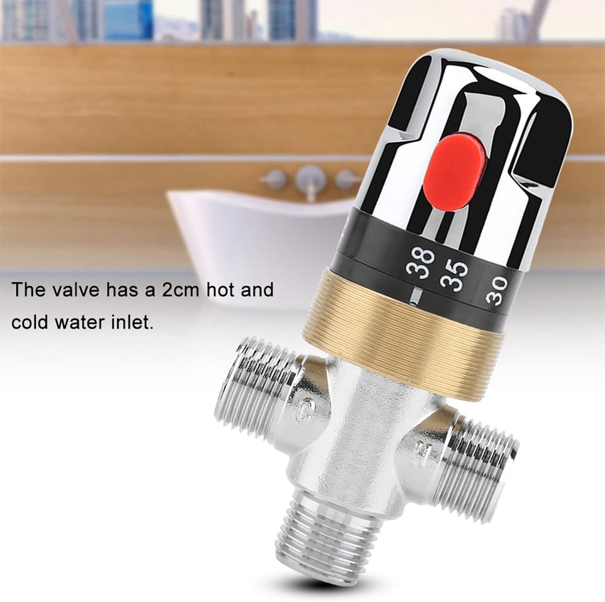 SnelShoppen - Solid Brass Thermostatische Mengkraan voor Zonneboiler Systemen - Water Temperatuur Regeling voor Badkamer en Keuken - Veiligheidsfuncti