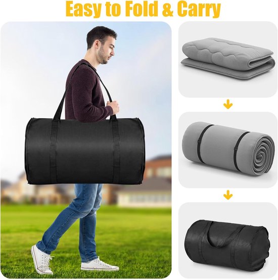 Japanse Futon Matras - Vloermatras Opvouwbaar - Comfortabel Slapen - Wasbare Hoes - 90 x 200 cm - Grijs — afbeelding 4