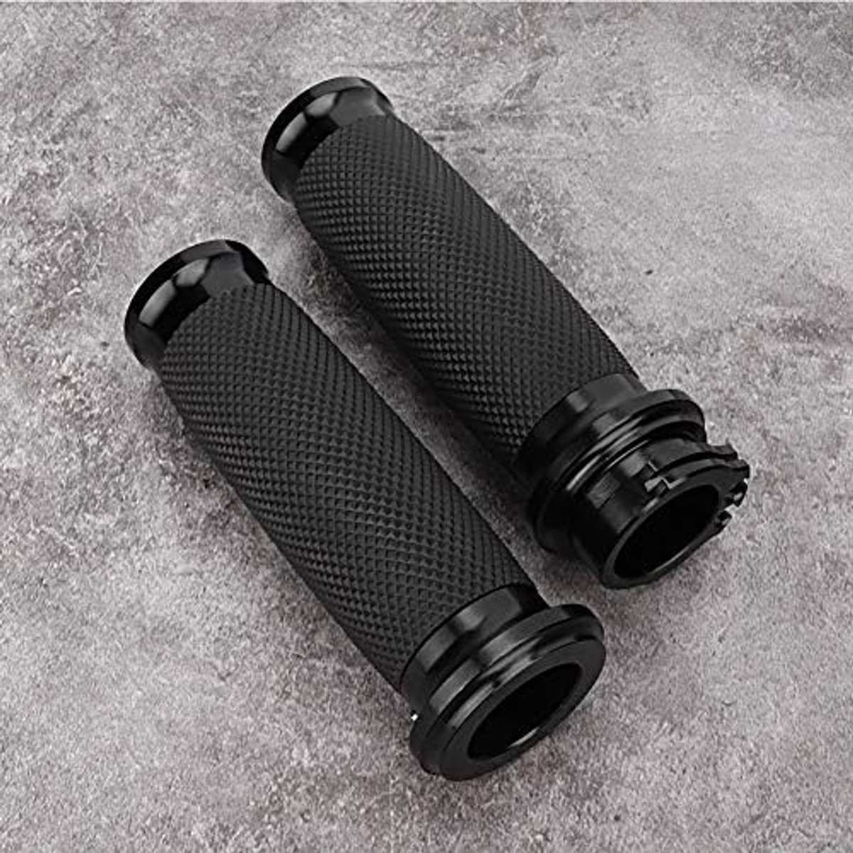 SnelShoppen - Aluminium en Rubber Handvatten Universeel 25mm - Niet-Slip Motorfiets Handvatten - Zwart - 1 Paar