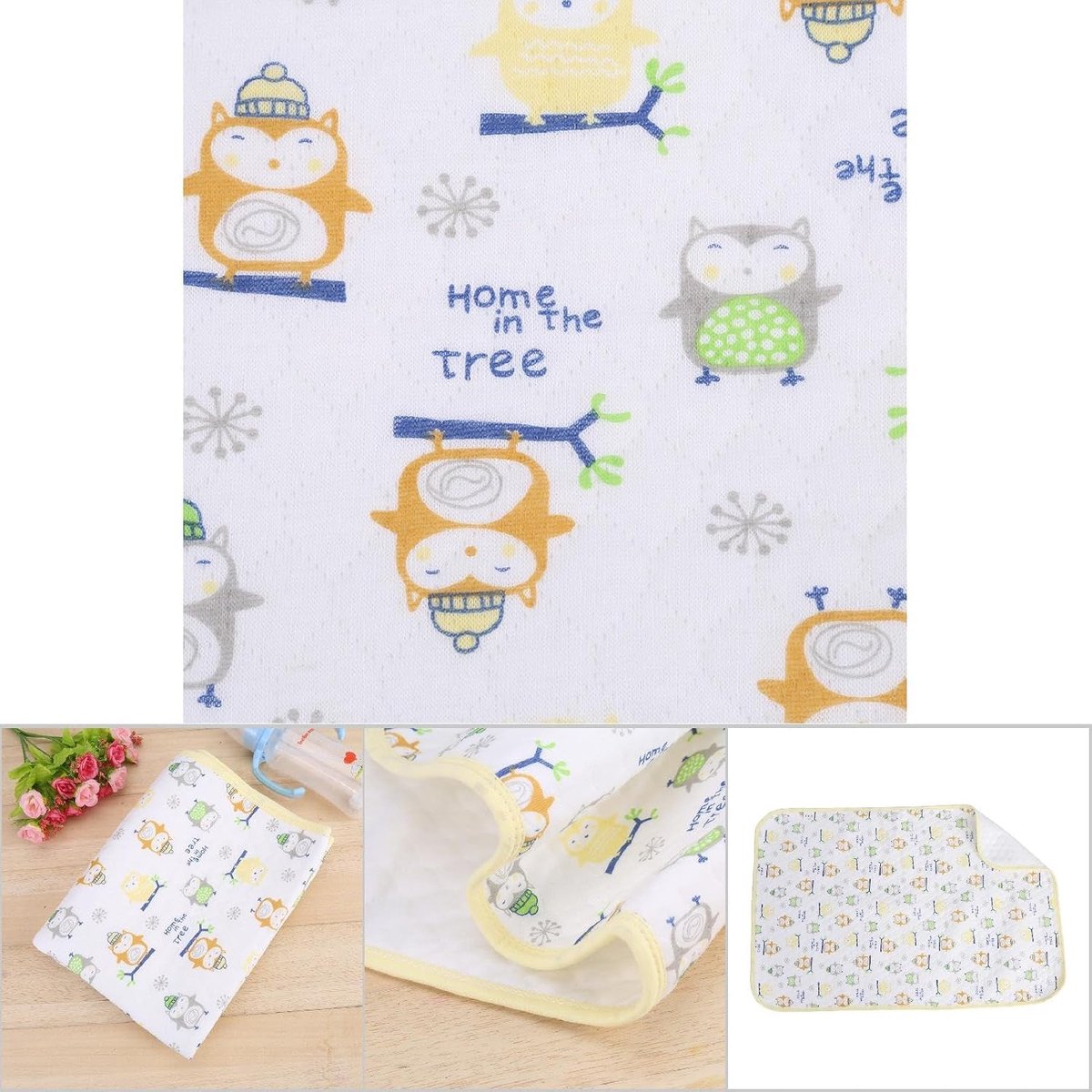 SnelShoppen - Verschoonmat katoen babybeddengoed, willekeurig patroon, geel, comfortabel en veilig voor kinderkamer, ideaal voor onderweg en thuis