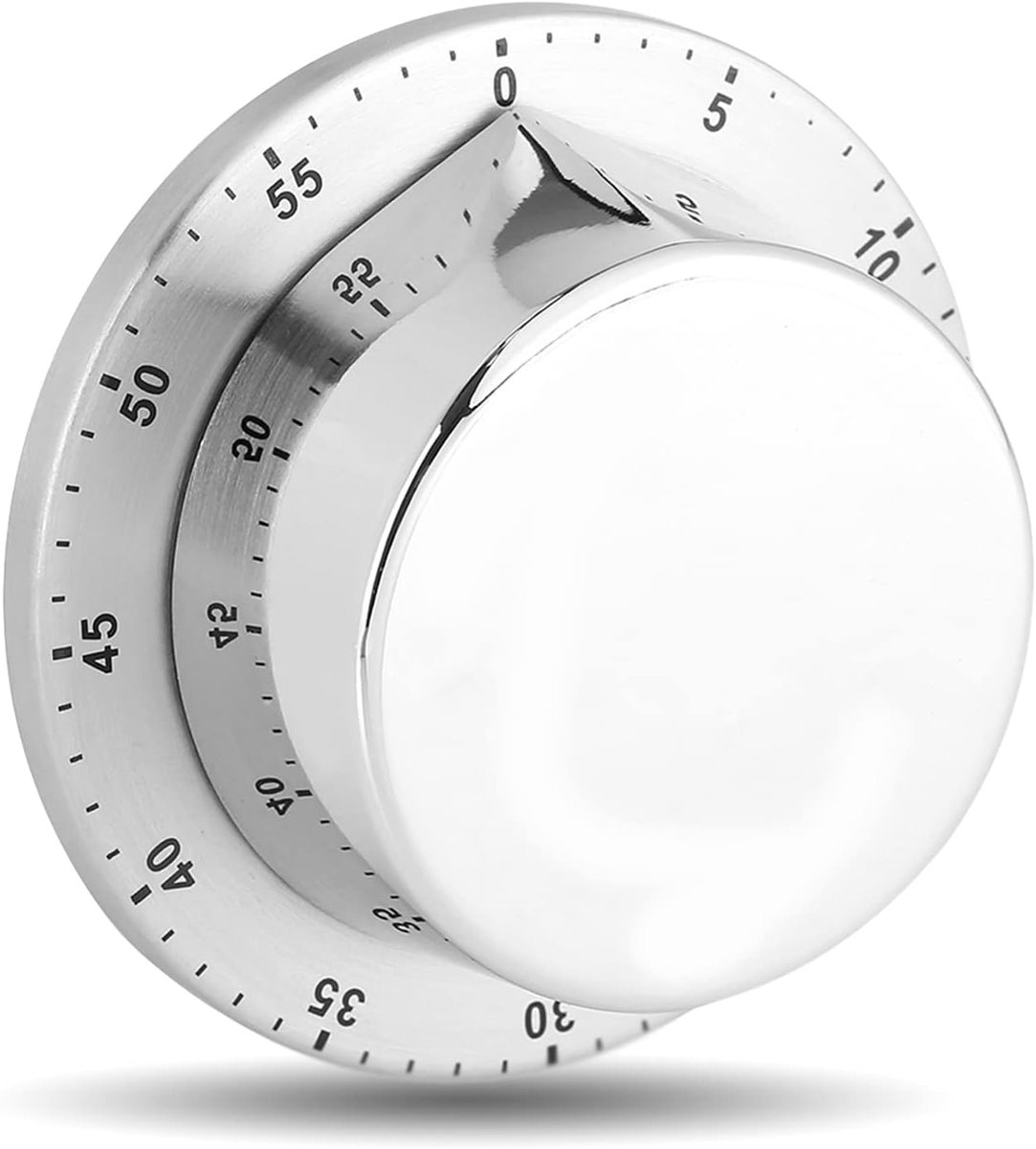 SnelShoppen - Keuken Timer - RVS Mechanische Kooktimer met Alarmtoon - Handmatige Afteltimer - Bakaccessoire - Zilver - 1 Stuk