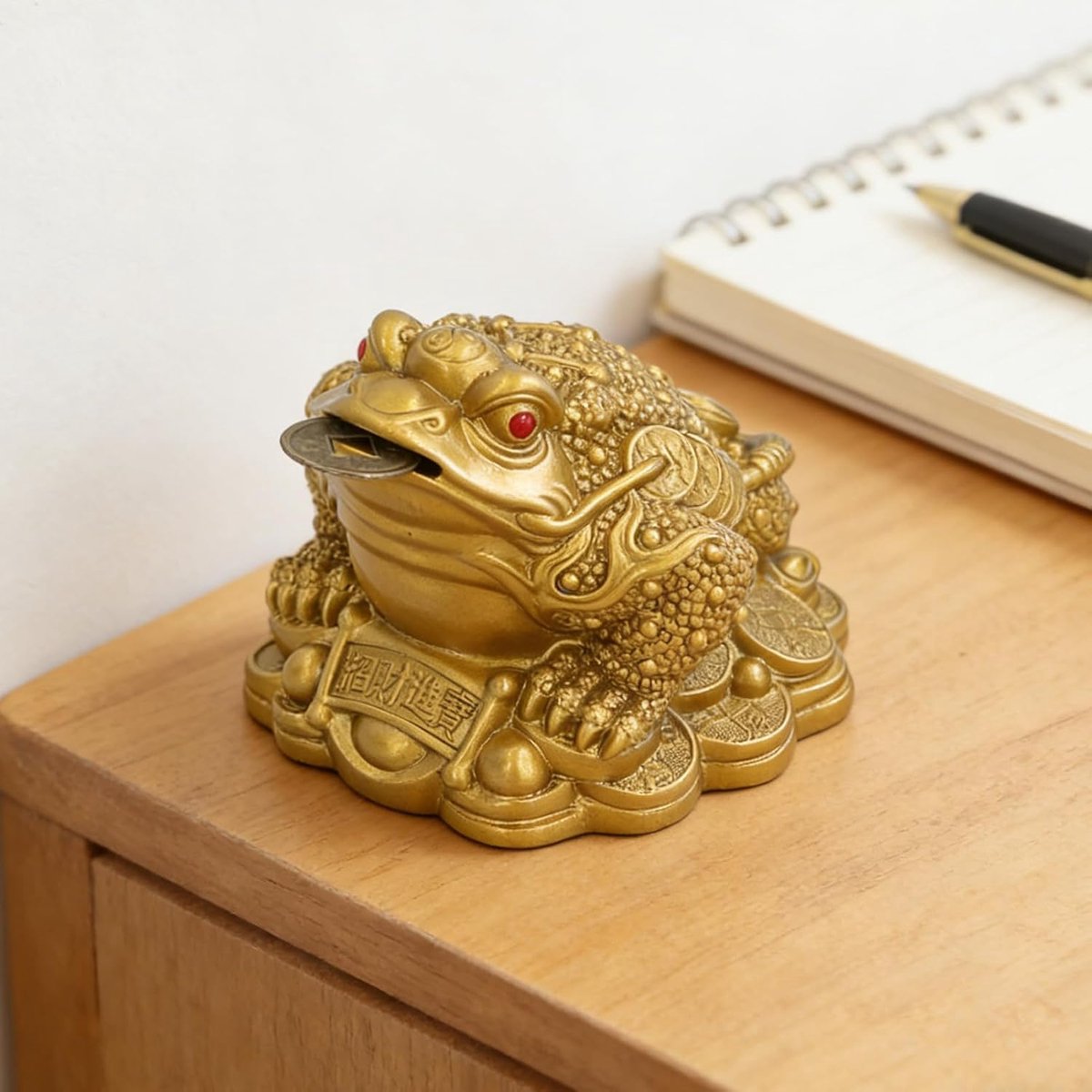 SnelShoppen - Hakeeta Geld Frog, Chinese Feng Shui Decoratie voor Rijkdom en Geluk, Resin, Goudkleur, Voor Thuis, Kantoor, Winkel, Auto, etc.